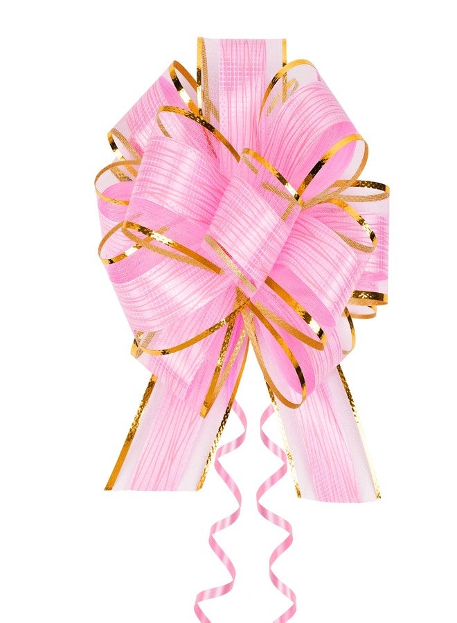 JOYIT 10 Pack Large Pull Bows 6 Inch - Big Pink Bows for Gift Wrapping, Ribbon Pull Bows for Mother's Day, Wedding Baskets Birthdays Gift - Image 1